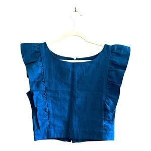 Wings Hawaii Linen Ruffle Cropped Top Size M